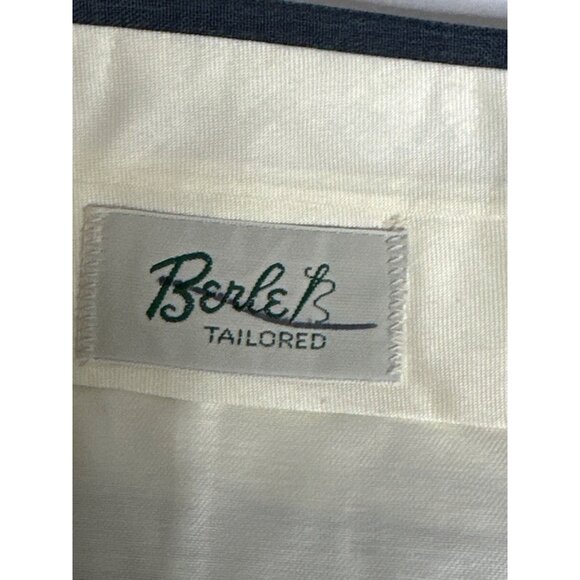 Berle Tailored Pants Men’s 56x37 Gray Blue 100% Worsted Wool Pleated Raw Hem - Picture 3 of 8